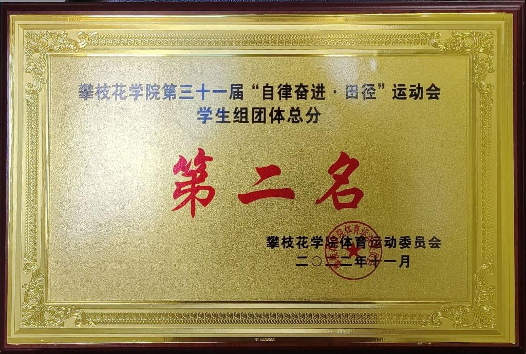 皇冠333体育APP在我院第三十一届“自律奋进·田径”云顶会学生组团体总分第二名